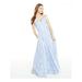 SAY YES TO THE PROM Womens Light Blue Lace Floral Short Sleeve Off Shoulder Full-Length Fit + Flare Prom Dress Size 3