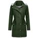 MIARHB Women Solid Rain Jacket Outdoor Plus Size Hooded Windproof Loose Coat