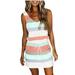 Mchoice sundresses for women summer dresses casual maxi dress V-Neck Sleeveless Bandage Stripe Printing Loose Vest Sling Dress sun dresses with pockets