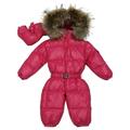 Hooded Down Snowsuit Jacket Warm Collar Romper Windproof Parka Solid Color Coat Waist-down Jumpsuit Outwear(Newborn Baby Boy Girl&Infant)