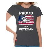 Awkward Styles Proud Mom of a Veteran Women T Shirt for Mom Veteran Clothing Collection Gifts American Army Tshirt for Women US Army Ladies Shirt Veteran Ladies Shirt American Proud Mom T-Shirt