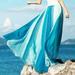 TANGNADE Fashion Women Full Circle Skirt Flowing Color Matching Chiffon Bohemian Skirt