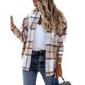 Women Fashion Plaid Coat Ladies Female Casual Long Sleeve Lapel Top for Shopping Daily Wear