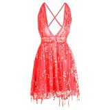 Sequin Backless Bandage Summer Dress Skinny Lady Sexy Sleeveless Nightclub Party Mini Dresses Deep V Neck Dresses