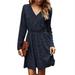 V-neck Dress Solid Color Long-Sleeve Slim Fit Winter Warm Modern Women's Dress Clothing