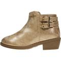 bebe Girls Ankle Distressed Metallic Boots Double Buckle Side Zipper Fashion Shoes