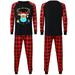 Puloru Matching Family Christmas Pajamas, Cute Reindeer String Lights Print Raglan Long Sleeve Top + Plaid Pants Set Sleepwear