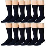 Value Pack excell Wholesale Bulk Crew, Cotton Basic Sport Socks for Men Women Kids (12 Pairs Navy, Mens King Size 13-16 (Shoe Size 12-15))