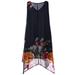 Mnycxen Women Plus Size Floral Print Chiffon Sleeveless Irregular Hem Mini Dress