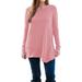 Seyurigaoka Women Loose Neck Blouse Long Sleeve Asymmetrical Tops With Buttons