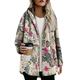 DaciyeFlower Women Hooded Coat Long Sleeve Button Fleece Loose Jacket (Rose 3XL)