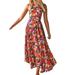 Niuer Bohemian Dress Women Casual Floral Print Maxi Dress Backless Halter Long Dress