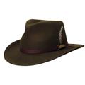 Size Medium Mens Wool Felt Water Repellent Crushable Fedora Hat, Olive