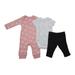 The William Carter Co. Baby Girls 3-Piece Size 3-Months "Love & Hearts" Bodysuits & Pant Set, Pink/Black