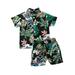 LA HIEBLA Baby Boys Hawaii Floral Blouse T Shirts Top Shorts 2Pcs Outfit