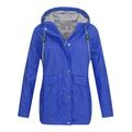 Fashion Women Hooded Jacket Waterproof Solid Long Sleeve Zip Rain Outerwear