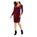 THALIA SODI Womens Burgundy Long Sleeve V Neck Above The Knee Wrap Dress Cocktail Dress Size L