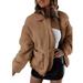 Selfieee Women's Casual Lapel Zipper Faux Shearling Fleece Fuzzy Coats Warm Winter Oversized Sherpa Jacket Outwear 20735 Brown XX-Large