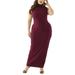 Sexy Dance Women's High Neck Dress Sleeveless Bodycon Plus Size Maxi Dress Casual Slim Stretchy Tank Dress for Party Cocktail Wedding Evening