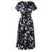 Floral Chiffon Dresses for Women Flowy V Neck Chiffon Cocktail Dress Casual Beach Sun Dress