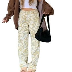 BToBackyard Zebra Pattern High Waist Women'S Jeans 90s Streetwear Trousers Baggy Leg Pants Y4K Mom Boyfriend Pants Denim Capris