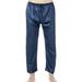 LELINTA Mens Silk Satin Pajamas Pyjamas Pants Sleep Bottoms Nightwear Sleepwear Trousers with Drawstring, Black/ Blue, L-3XL