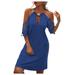 MIARHB Plus Size Skirt Floral Print Women dress Women's Solid Color Lace Sleeve Halter Neck Strapless Dress