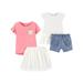 Child of Mine by Carter's Baby Girls & Toddler Girls (12M-5T) Short Sleeve Tops, Skirt, & Shorts, 4 pc Outfit Set