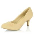 DailyShoes Women's Comfortable Elegant high Cushioned Casual Low Heels Formal Office Lady Round Toe Stiletto Pumps Shoes, Natural Nubuck PU, 5.5 B(M)