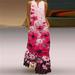 Women Plus Size Boho Vest Dress Ladies Summer Beach Floral Maxi Kaftan Dress
