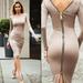 Women's Plus Size Dress Slim Fit Dress Zipper Long Dress Sexy Dress Bodycon Dresses Backless Solid Color Dress