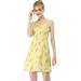 Unique Bargains Women's Ruffled Smocked Spaghetti Straps Sleeveless Floral Mini Dress