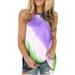 Women Contrast Color Tops Summer Beach Racerback Tank Tops Casual Beach Holiday Tee Dailywear T-shirt