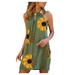 Follure summer dresses Women's Summer Fashion Round Neck Plaid Print Dovetail Sling Dress