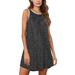 Sexy Dance Women Loose T-Shirt Dress Polka Dot Print Home Dress Tank Top Dresses Above Knee Black L