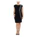 XSCAPE Womens Black Embellished Sequined Cap Sleeve Jewel Neck Above The Knee Body Con Evening Dress Size 16W