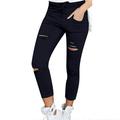 Yjstyle Etosell Womens Ripped Skinny Denim Cut High Waisted Jegging Trousers High Waist Stretch Hole Slim Pencil Pants