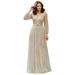 Ever-Pretty Womens V-Neck Sequin Long Formal Evening Prom Dresses for Women 00844 Gray US20