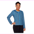 Dennis Basso Textured Boucle Jacket, Ocean Blue, Size 2, $99