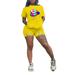 Women 2 Piece Shorts Set Bodycon Tie Dye Lip Print Casual Tracksuit Outfits