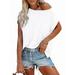 Women Tunic Tops Cap Sleeve T Shirt Solid Color Pocket Tee Shirt Blouse Short Sleeve Tops T-shirt Pullover