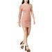 Endless Rose Juniors Pink Lace-Up-Sleeve One-Shoulder Faux-Suede Bodycon Dress M