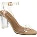 Top Moda Women's Alma-70 Lucite Clear Strappy Block Chunky High Heel Open Peep Toe Sandal