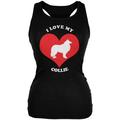 Valentines I Love My Collie Black Juniors Soft Tank Top