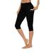 Hip Yoga Pants for Women Ladies Sport Running Cycling Athletic Solid color Tummy Control High Waisted Cropped Pants with Side Pocket