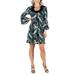 24/7 Comfort Apparel Women's Feather Print Bell Sleeve Knee Length Dress