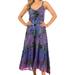 Sakkas Adela Women's Tie Dye Embroidered Adjustable Spaghetti Straps Long Dress - Purple - L/XL