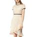 Women's Contrast Trim Ruffled Floral Lace Short Sleeve Dress