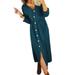 Women's V-neck Dress Long Sleeve Tight Front Tight Dress Buttoned Waist Mid-length Dress