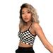 Summer Women Plaid Tank Tops Short Crop Tops Backless Camisole Party Short Vest Tops